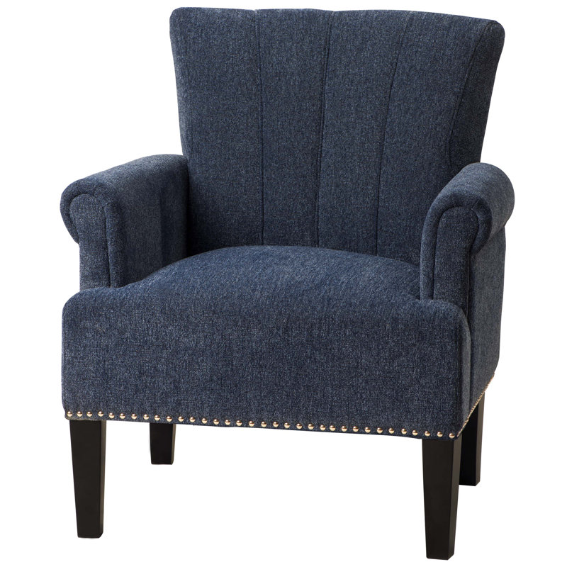 Red Barrel Studio Accent Rivet Tufted Polyester Armchair Navy Blue Wayfair
